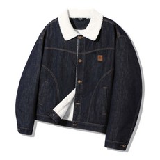 [트릴리온] 레더 패치 쉐르파 데님 자켓 인디고