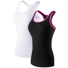 Yuerlian 여성용 요가 탱크 탑 압박 레이서백 탑 베이스레이어 빠른 건조 스포츠 러닝 조끼 3/블랙+화이트+블루 스몰