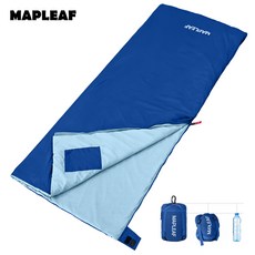 MAPLEAF 맵리프 접이식 휴대용 방수 침낭 컴팩트 경량 압축백 침낭 캠핑 하이킹 침낭 오른쪽 열기 갈색, 1개, Blue/Right-hand zip/190x75cm
