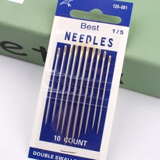 ［ 限時優惠 ］ 金尾手縫針 繡花針 縫衣針 鋼針 雙燕牌組合針 刺繡針 立體繡針 免穿針, 1個, 一套10根（120-081）送穿線器