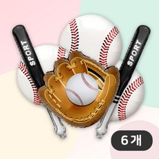 [파티지] 야구글러브 배트풍선 세트 / 풍선장식 가을야구 야구 야구공 글러브 야구글러브 야구배트 풍선, Ya_1_야구글러브 배트풍선 세트_6개입