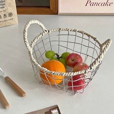셔니엘 바스켓 수납함 와이어 정리함 과일바구니 간식보관함, 1개, 철제