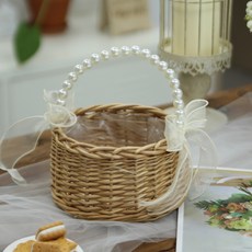 내일의공간 등나무 리본 화동 바구니(웨딩 꽃바구니), 1개, 단일