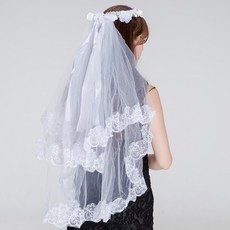 레이스화이트)/고급면사포머리띠(성인, 1개, 레이스화이트