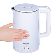 크루거 듀얼레이어 무선포트 2L KRK-3199W 화이트 이중단열 전기 주전자 커피 포트, 1개