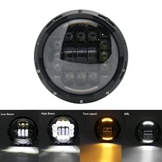 E마크 번호 DOT 승인 7" 인치 오토바이 LED 헤드라이트 Hi/Lo 빔 어셈블리 램프 프로젝터, 12 1PC headlight Black