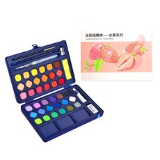 그릿 DIY 수채화 고체 물감 36색 + 채색 컬러링 가이드북 그림 취미키트 세트, 36색+컬러링북(과일)