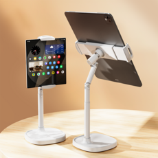 젠박스 탁상용 태블릿 거치대 스마트폰 폴드 2종 헤드 높이조절, 1개, 화이트, ZTPS-WA
