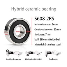 하이브리드 세라믹 볼 낚시 베셀 변형 베어링 MR128 MR137 MR148 R188 606 608 2RS 6700 6703 6704 ZZ 1 개 10, 1Pcs, S608 2RS 8x22x7mm, 1Pcs