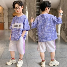 男童夏裝套裝2026新款中大童男孩夏季薄款兩件套兒童潮酷短袖衣服