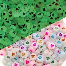 [야화] 비즈 공예 야광 하트 원형 비즈 0.7cm 100개