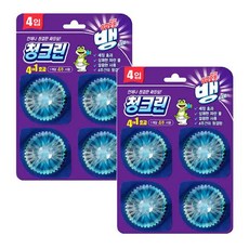 청크린 드롭 4입 x 2개 변기클리너 파란물 이지오프뱅, 40g