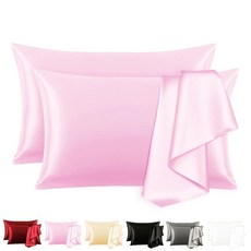 새틴 베개 커버 2개 세트 - 머리카락과 피부를 위한 실키 커버 봉투 클로저가 있는 실크 커버와 유사한 2팩 여성 남성용 선물 (2 블랙 표준) FLCA 129679 8, 4, 핑크