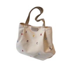 KERBAG 刺繡字母帆布托特包, 米色刺繡包