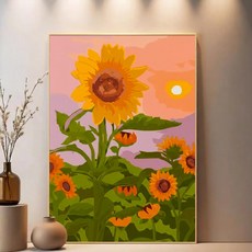 보석십자수 액자형 해바라기 재물 꽃밭 정물화 십자수, 프레임 + +, 50 x 65, B055 선플라워
