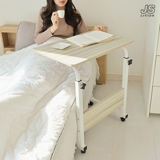 JS리빙 높이조절 침대 이동식 테이블 원목 미니 베드 트레이 대형 1인용 학생 컴퓨터 책상 공부 집중력 일반 책상 보조 정리대 간이 선반 @DT-300S_JS 987015A221V