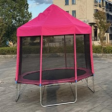 야외 트램폴린 방방이 지붕형 캐노피 놀이터 바운스 점핑머신 하우스형 펜션, 1.83m 캐노피 포함 6ft핑크