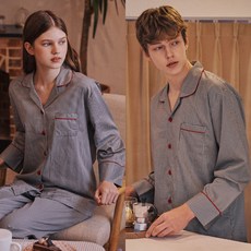 순면 커플잠옷 레드 블랙 포인트 파자마 시보리 원피스 잠옷 연예인 잠옷