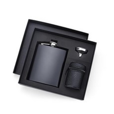 JWDREAMWAY 남성용 주류용 힙 플라스크 198 4g(7온스) 스테인리스 스틸 누출 방지 와인 음료 깔때기 글라스와 분실 없는 금속 캡 야외용 휴대용 깃발 결혼식 신랑을