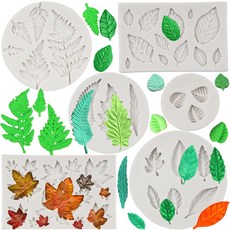 잎 실리콘 몰드 메이플 폰던트 장미 양치류 케이크 장식 컵케이크 토퍼 초콜릿 폴리머 클레이 껌 페이스트 세트 6개, Style A