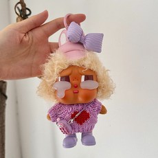 팝마트 크라이베이비 휴가 일기 인형옷 니트 방울 목돌이 스웨터 펜던트 토끼인형 신발 머리핀2개 세트 인형의상 인형액세서리, 아기가 없어요, 8 퍼플 4피스 세트(머리장식+스웨터+펜던트+신발)