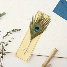 공작 깃털 볼펜 유럽과 미국의 문구 학생 광고 선물 복고풍, 01 blue2pcs