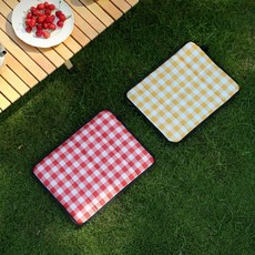 EAS 휴대용 접이식 밴딩 등산 야구장 방석, 체크레드_ONE