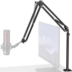 InnoGear 로우 프로파일 마이크 암 360 회전식 붐 암 스탠드 Fine AM8 K669B Blue Yeti HyperX QuadCast SoloCast AT2020용, Black, Low-profile, Black