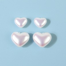 비즈아이 [6384-05]아크릴진주 하트 10/14mm 오로라화이트 1개