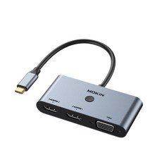 MOKIN 3合1 USB-C HUB 支援HDMI 4K@60Hz/4K@30Hz 及 VGA 1080P@60Hz, 1個, 3合1 HUB 多屏異顯