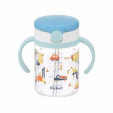 【Richell 利其爾】Aqulea 第5代 AQ吸管水杯 200mL, 1個, 交通總動員, 交通總動員