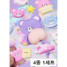 모어스토리지 말랑말랑 엉덩이스티커, 1세트, 토끼 강아지 고양이 곰돌이
