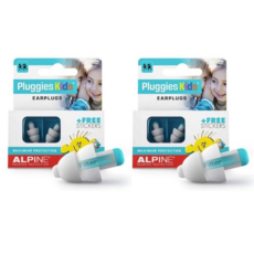 Alpine Pluggies Kids 兒童用耳塞 兩入組 - 舒適降噪，保護聽力，附贈可愛貼紙, 2套, 2個裝