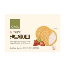 ORGA 딸기가 들어간 샌드웨이퍼, 딸기맛, 32g, 5개