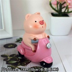 可愛汽車車載頭盔小豬擺件 創意裝飾品, 不戴頭盔粉色摩托車豬, 1個