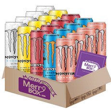 [메리박스]355ml x 20캔 혼합구성 몬스터 에너지드링크 울트라 시트라 펀치 울트라썬라이즈 망고로코 피치킨+메세지카드, 20개, 355ml, 세트05){울트4+시트4+펀치4+망고4+피치4}