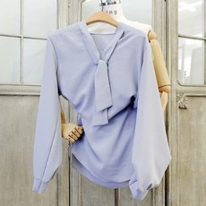 이힝 러빙 브이넥 긴팔 봄 타이 블라우스