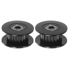 uxcell 2GT 아이드라 풀리 20톱니 보어 3mm 외경 18mm 알루미늄 제작 타이밍 벨트용 6mm 폭 벨트 호환 3D 프린터 CNC 기계 액세서리 검정 2개 세트