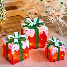 嗨購 太陽能聖誕雪人發光禮盒裝飾燈，庭院商場佈置, 1個, 紅色化雪毛球 發光禮,防水電池盒款(送電池