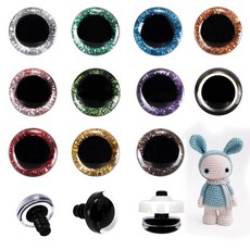 [ 1126480 ] 아미구루미 크로셰 인형 및 공예 프로젝트를 위한 2cm(0.8인치) 3D 글리터 안전 눈 100개 - 다양한 색상 (10가지 색상 각 10개), [ 1126480 ] 아미구루미, 크로셰 인형 및 공예