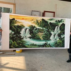 2米x1米山水畫聚寶盆 卷軸裝裱, 參考詳情頁