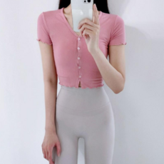 로라벨 로망 반팔 필라테스복 요가복 커버업 운동복