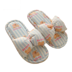 Giutt 버블베어 리본 여성 실내화 면슬리퍼 거실화, 1개