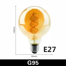 레트로 나선형 필라멘트 LED 전구 A60 C35 ST64 G80 G95 4W E27 220V 디밍이 가능한 에디슨 램프 따뜻한 노, [08] G125, [01] 4W 220V, [01] Warm White 2200K, 1개