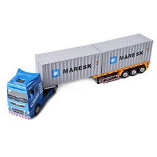 熱賣 合金雙節集裝箱半掛式重型卡車自卸翻斗運輸貨車模工程車玩具模型 合金車模型 真實還原, 1個, 86018雙節灰色集裝箱盒裝