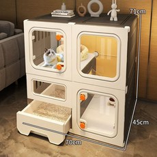 고양이격리장 케이지 하우스 블랙 이동식 펜스 울타리 빌라 동물 애견샵 보호장, 1개, I. 70x45x7 이층 싱글 아파트