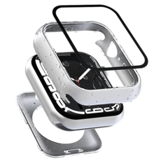 WA064 지모 애플워치 호환 풀커버 방수 케이스, 실버, 45mm