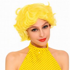 파티처럼 할로윈 파티소품 파티가발 숏헤어 [섹시쇼트 옐로우], 1개