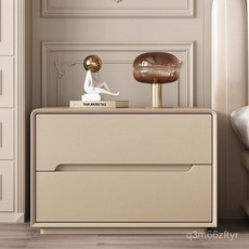 實木床頭櫃簡約現代小型新款輕奢高級感家用臥室奶油風床邊櫃, 卡其色-免安裝【加厚多層實木框架+實木抽,60x40x50cm, 1個