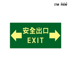 安全出口逃生避難方向夜光貼紙，長效型緊急疏散逃生夜光貼紙，緊急出口標示，疏散指示貼紙，夜間安全指示。, E-19, 1個
